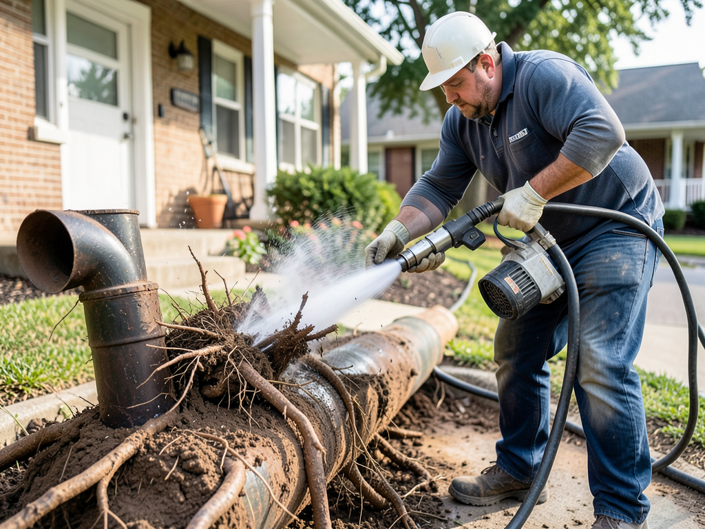 Main sewer line clearing and maintenance in mid wi